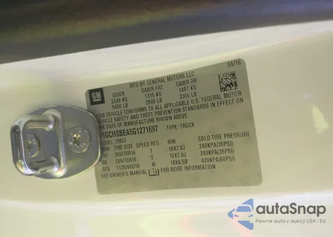 2016 Chevrolet Colorado Wt from USA, damaged, VIN 1GCHSBEA5G1271697